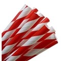 STRAW PAPER REGULAR REDWHITE 250  200 X 6 MM